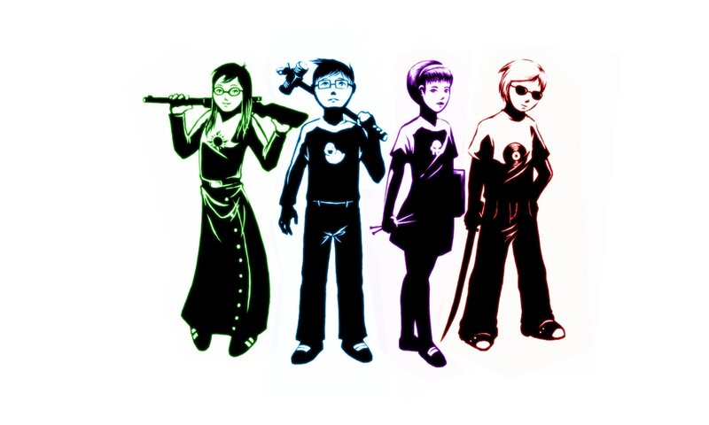 Four Characters with Weapons — Black, Dramatic