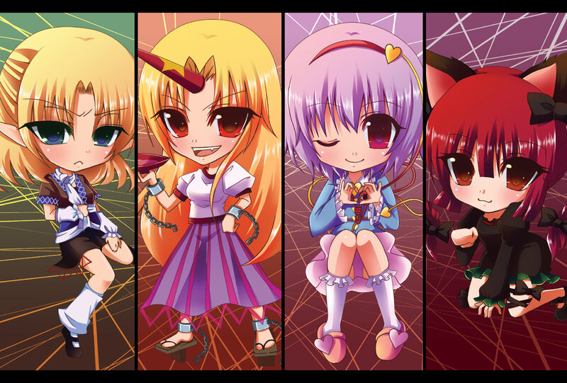 Four Chibi Anime Girls — Purple