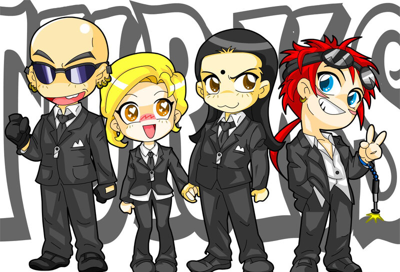 Four Chibi Characters — Black, Playful