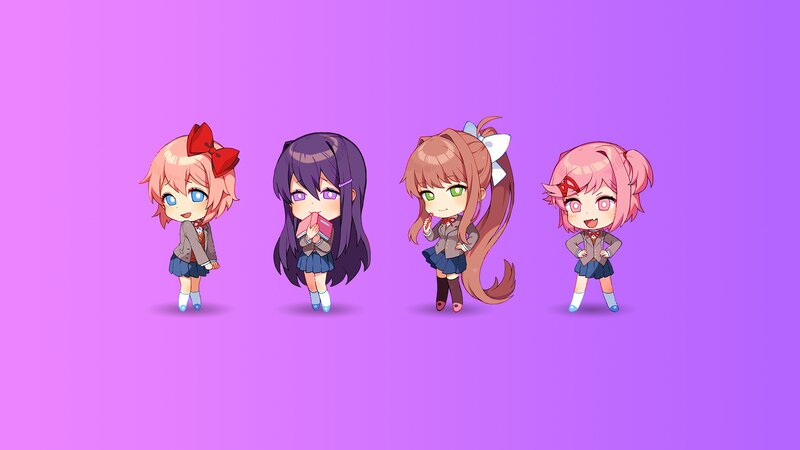 Four Chibi Girls — Purple