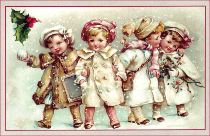 Four Children in Winter Coats