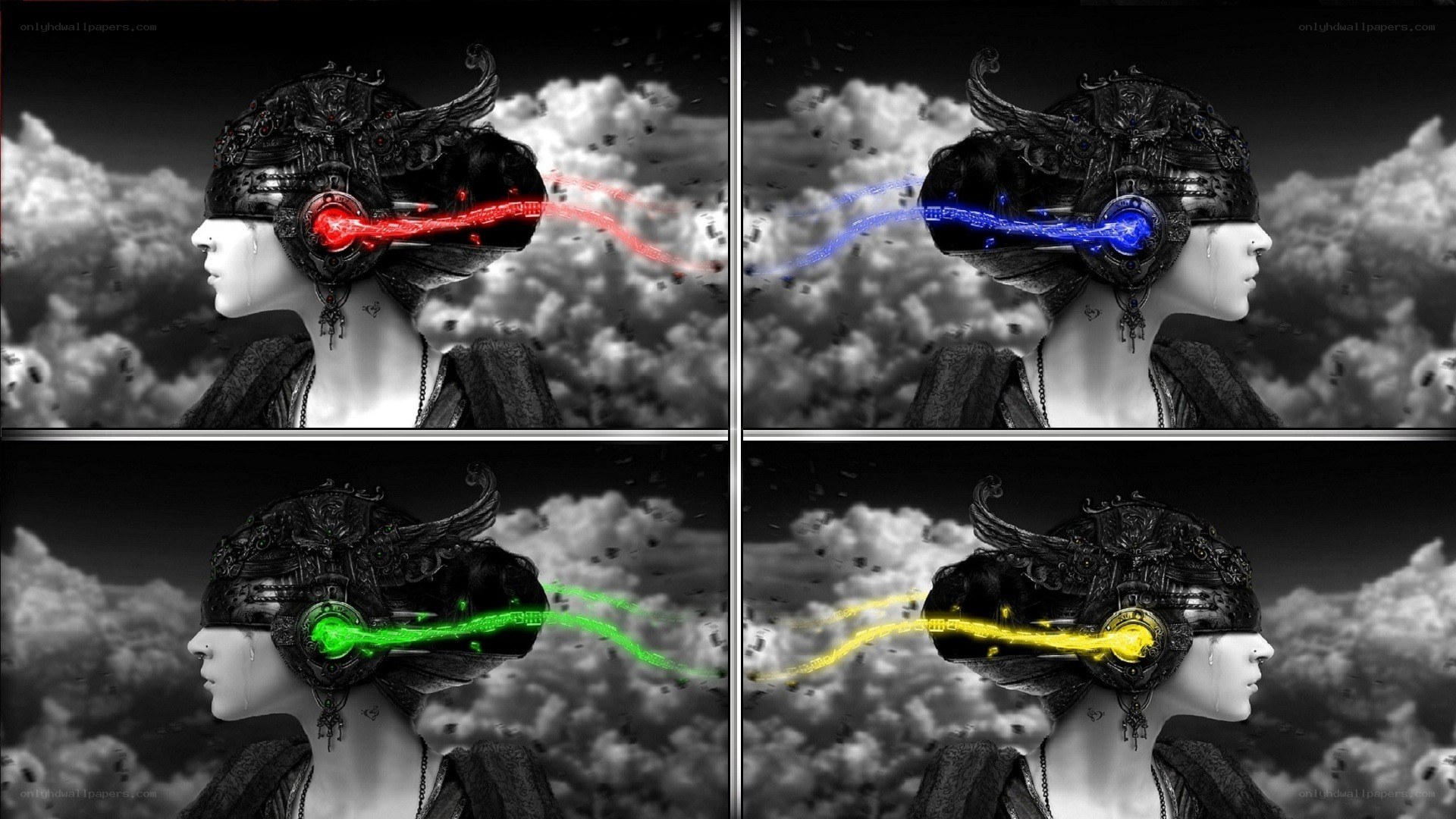 four colored energy beams