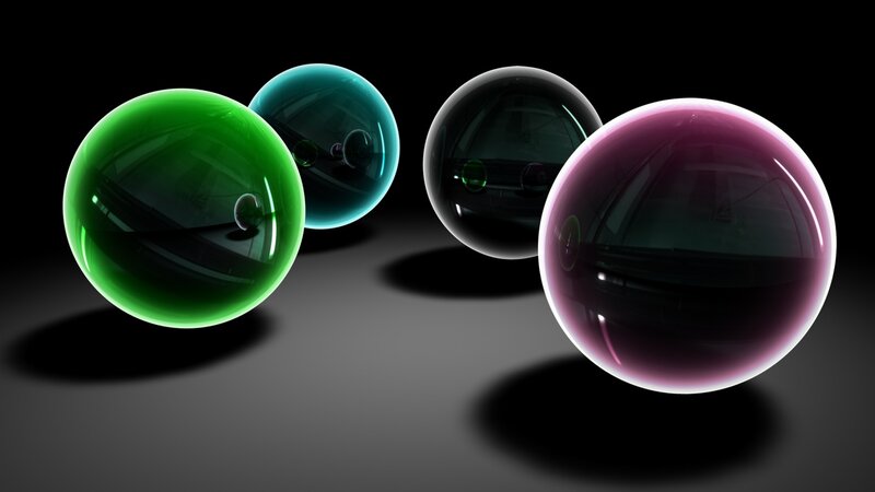 Four Colored Glass Spheres