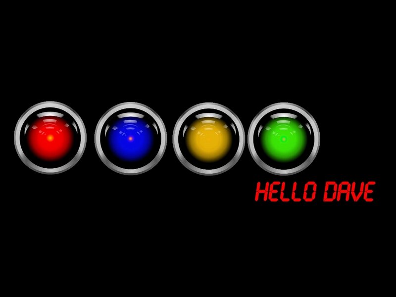 four colored lights with text