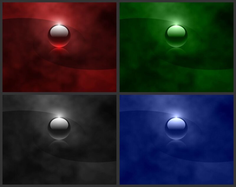 four colored spheres on abstract backgrounds