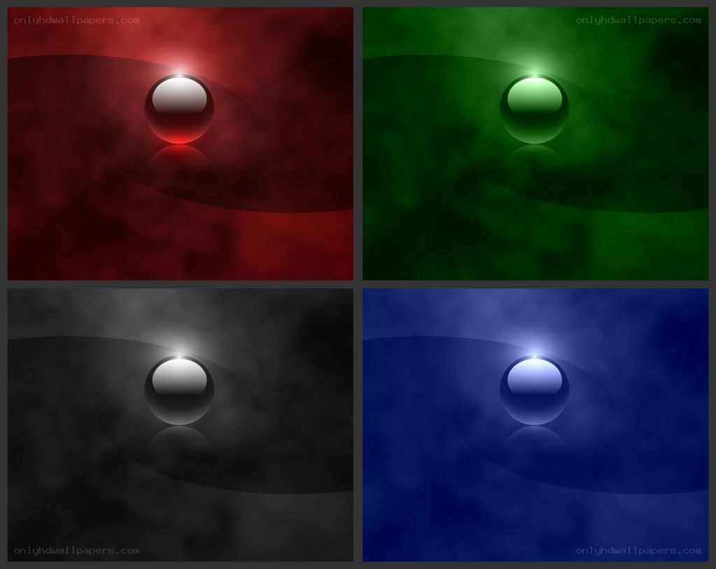 four colored spheres on abstract backgrounds