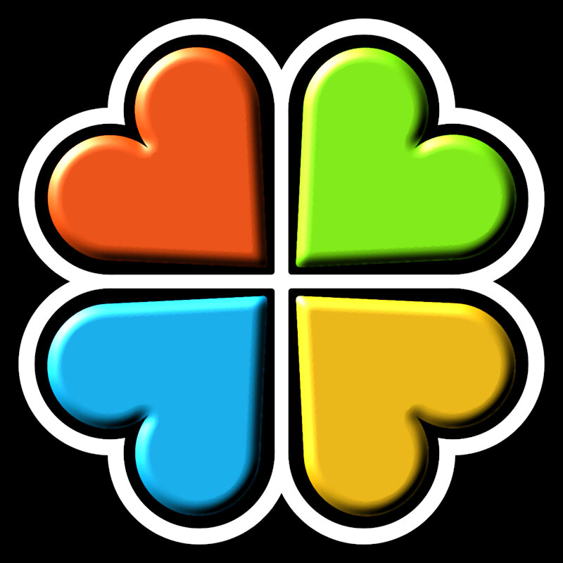 four colorful hearts logo