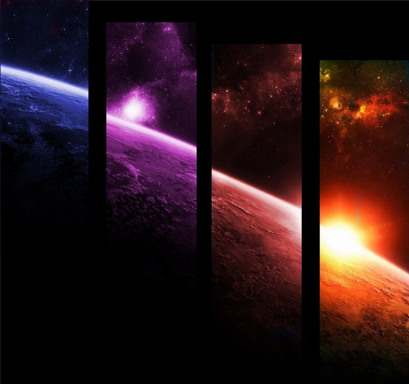 Four colorful space scenes