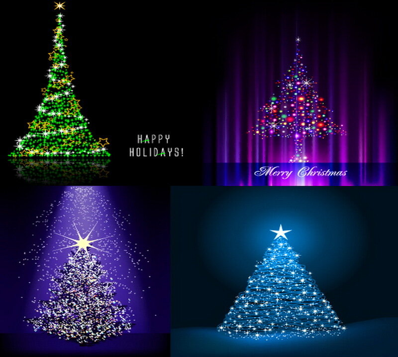 Four Decorated Christmas Trees