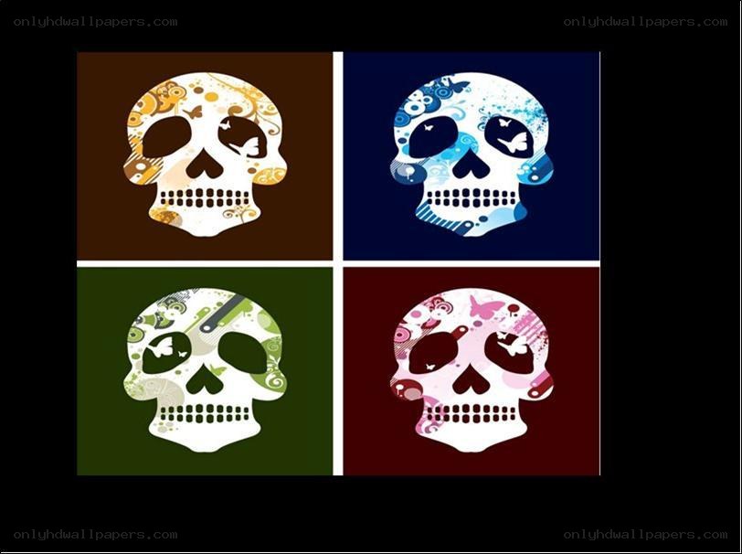 four decorative skulls
