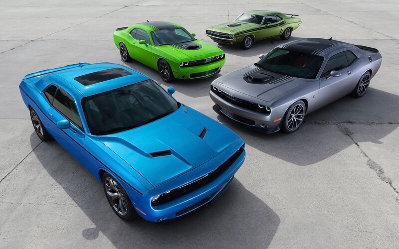 Four Dodge Challengers