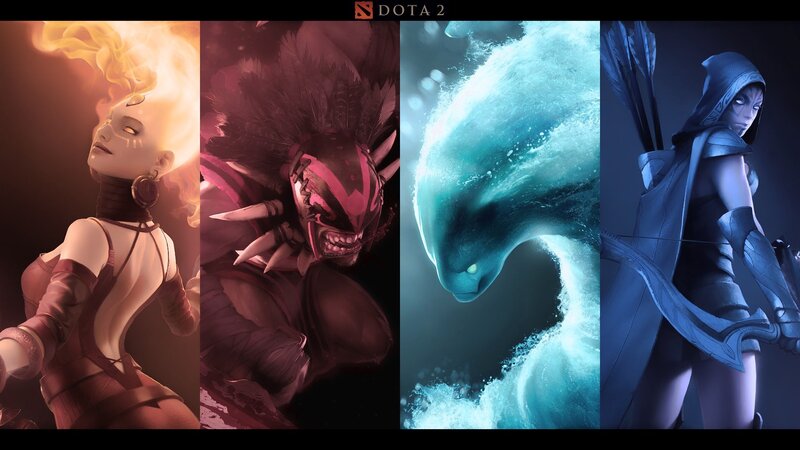 Four Dota 2 Characters — Red