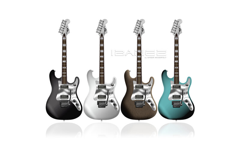 Four Electric Guitars — Black
