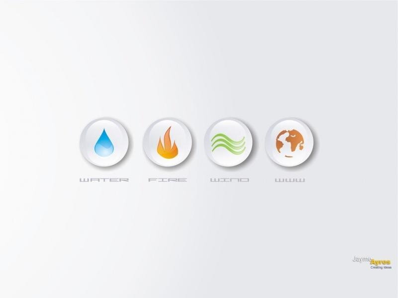 Four Elemental Icons — White