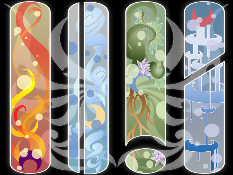 Four elemental pillars
