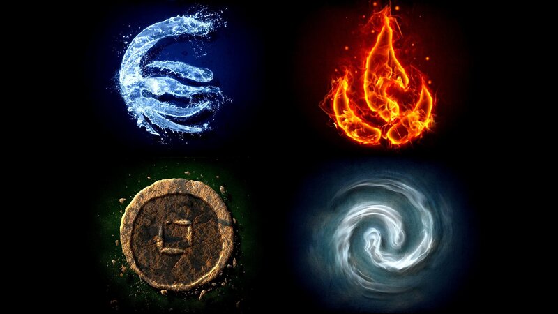 Four Elemental Symbols — Blue, Dramatic