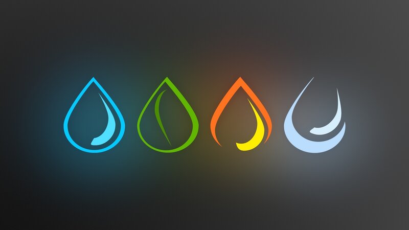 Four Elemental Symbols — Blue, Minimalist
