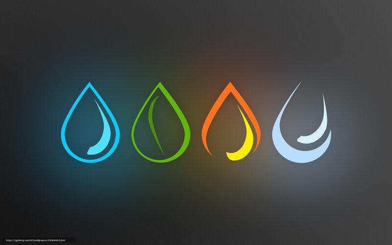 Four Elemental Symbols — Blue, Minimalist, Vector Art