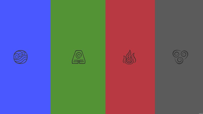 Four Elemental Symbols — Blue, Neutral, Vector Art
