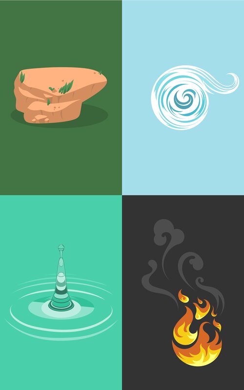 Four Elemental Symbols — Green, Calm