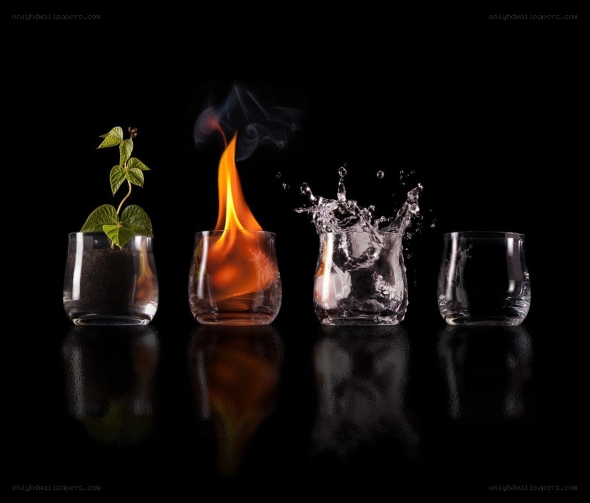 four elements in glasses