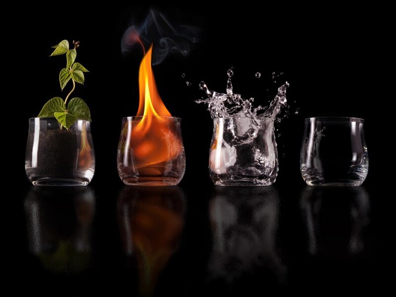 Four Elements in Glasses — Dramatic