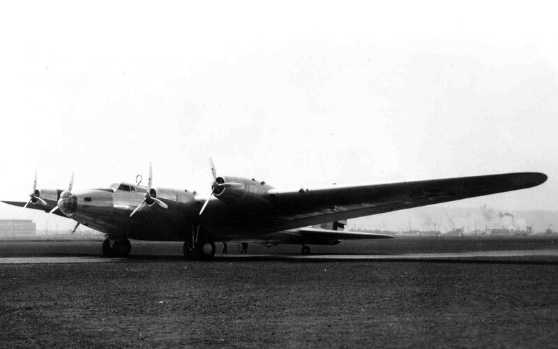 Four-engine bomber on airfield