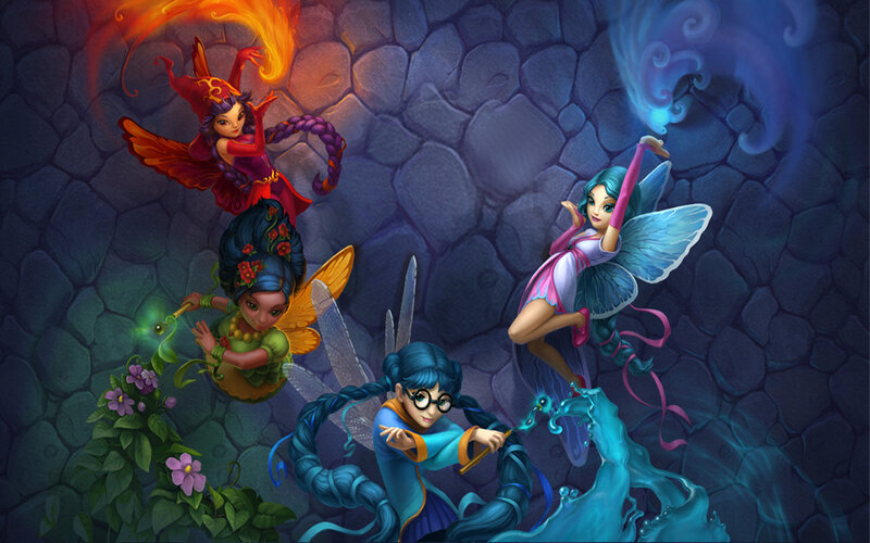 Four Fairies in Cave