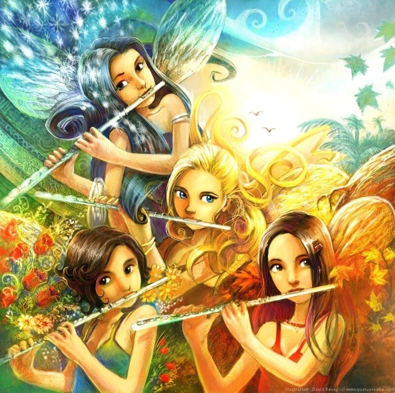Four Fairies Playing Flutes