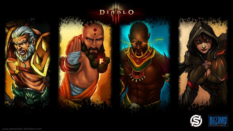 Four Fantasy Characters — Black, Dramatic, Digital Art