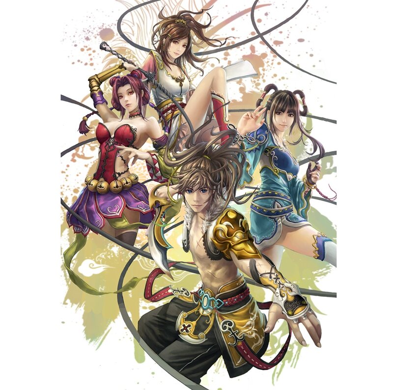 Four Fantasy Characters — Gold, Dramatic