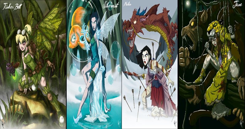 Four Fantasy Characters — Green