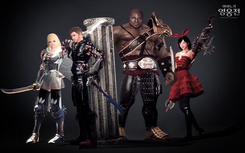 Four fantasy characters in armor