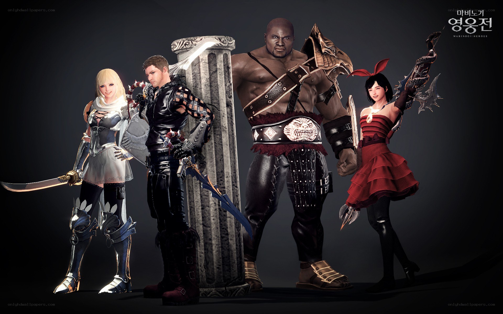 Four fantasy characters in armor