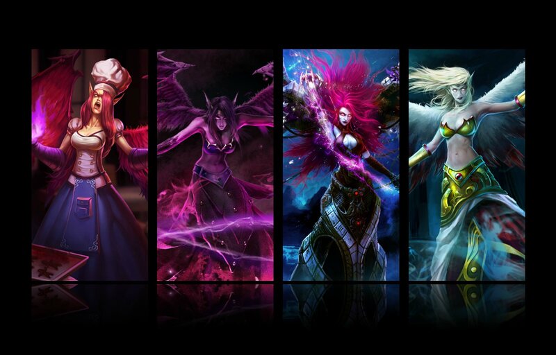 Four Fantasy Female Characters — Purple
