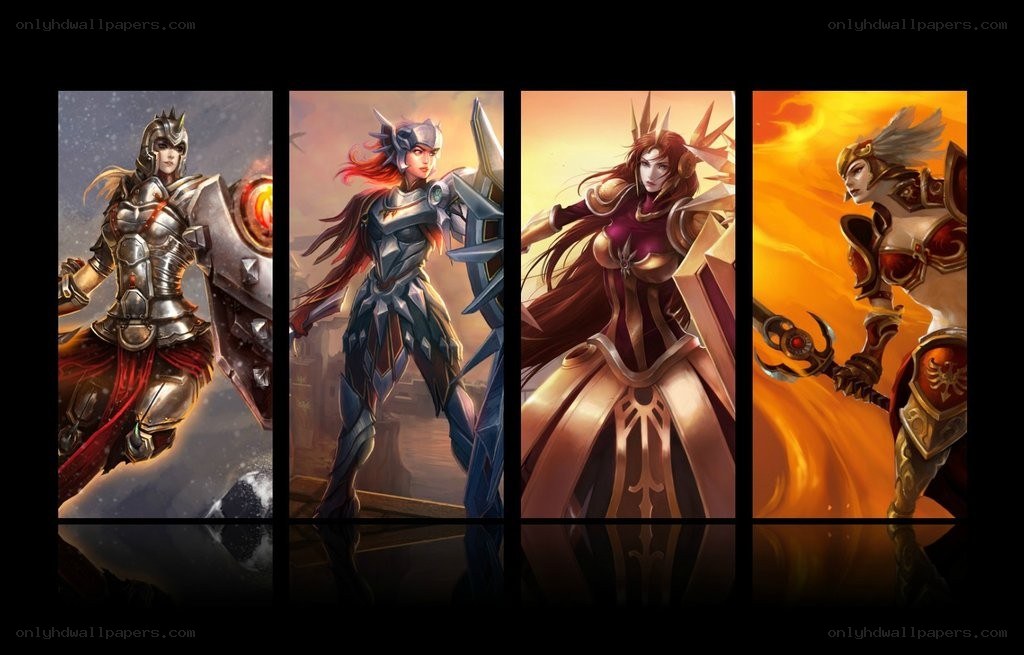 four fantasy warriors in armor