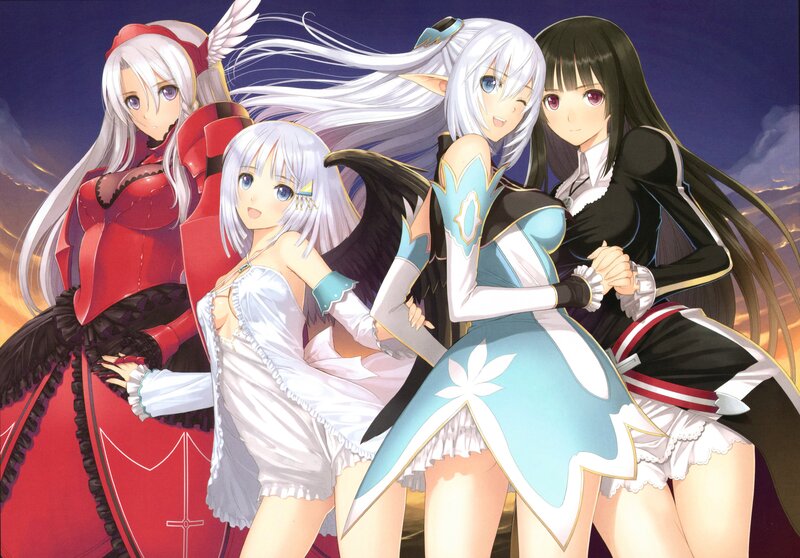 Four Female Anime Characters — Blue