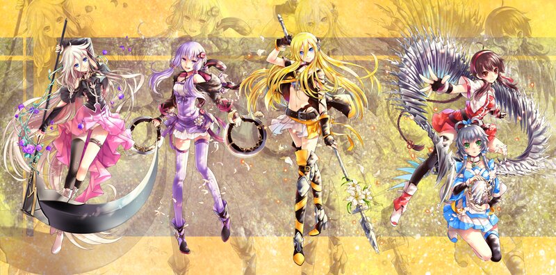 Four Female Anime Characters — Yellow