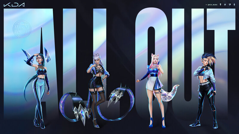 Four Female Characters — Blue, Dramatic, Digital Art, Text