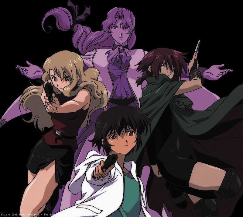 Four female characters in action pose