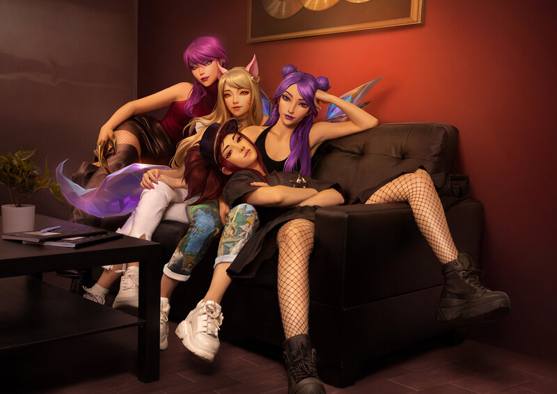 Four Female Characters on Couch