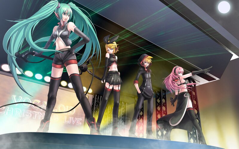 Four Female Characters on Stage — Green