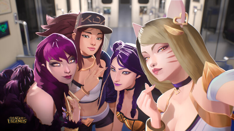 Four Female Characters Posing — Purple