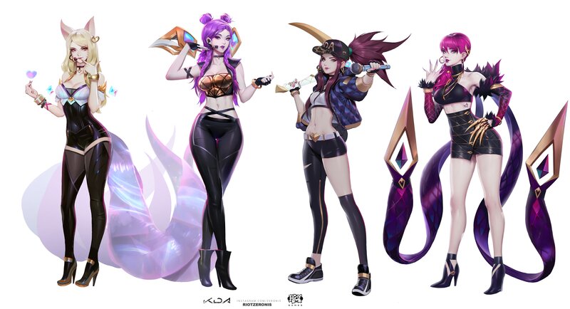 Four Female Characters — Purple, Confident
