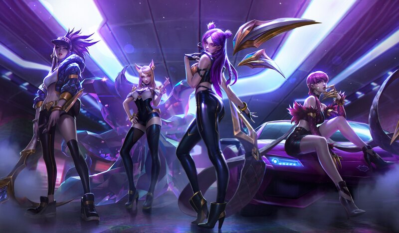 Four Female Characters — Purple, Dramatic, Night, Digital Art