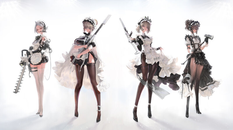 Four Female Characters — White, Dramatic, Digital Art