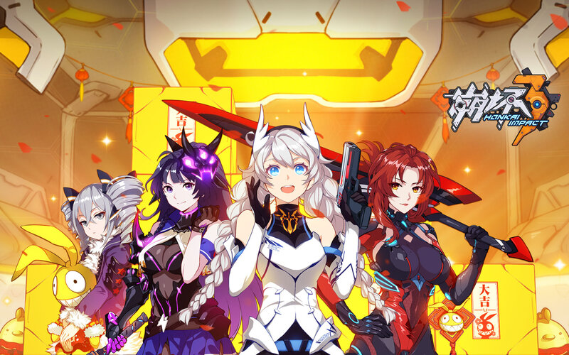 Four Female Characters — Yellow, Festive