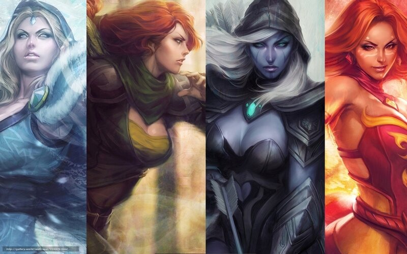 Four Female Fantasy Characters — Blue, Dramatic, Digital Art, Armor