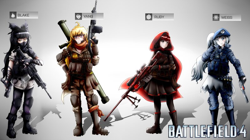 Four Female Soldiers — Gray