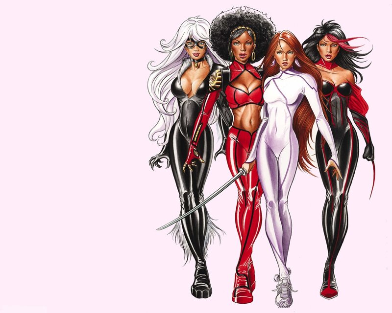 Four Female Superheroes — Pink